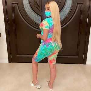 Ladies Tye Dye 3pc short set